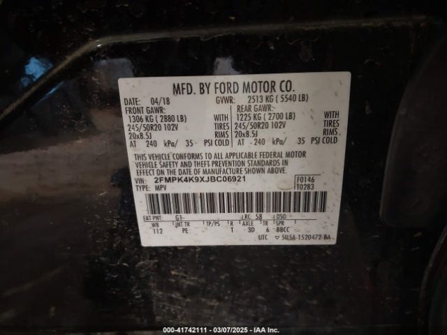 2018 FORD EDGE 2FMPK4K9XJBC06921 Photo 8