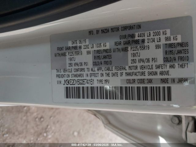 JM3KE2DY6G0674161 Mazda Cx-5 Grand Touring