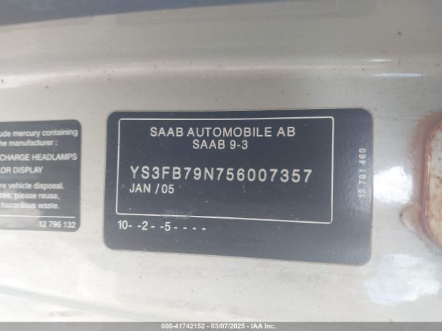 2005 SAAB 9-3 YS3FB79N756007357 Photo 8