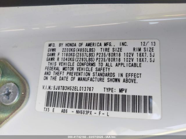 5J8TB3H52EL013767 Acura RDX