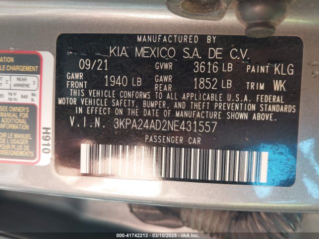 3KPA24AD2NE431557 KIA RIO S
