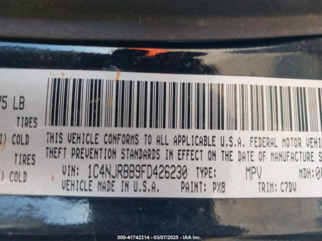 1C4NJRBB9FD426230 Jeep Patriot Sport