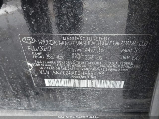 5NPE24AF0HH564286 Hyundai SONATA SE