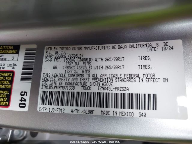 3TMLB5JN4RM071338 Toyota Tacoma Trd Off Road 4wd