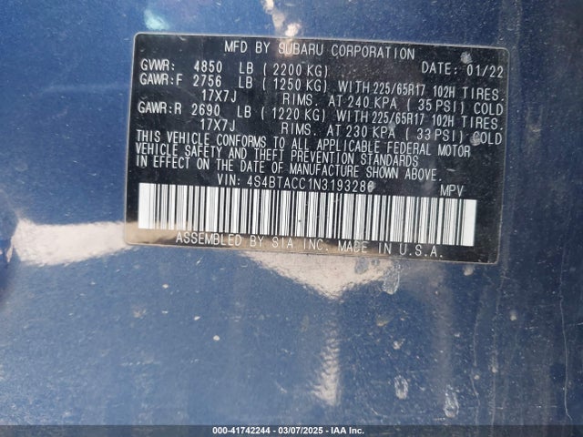 4S4BTACC1N3193286 Subaru na, u5