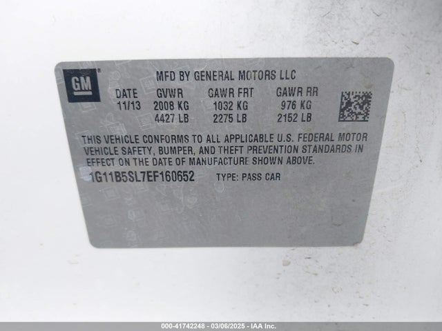 Chevrolet Malibu 1ls 2014 1G11B5SL7EF160652 Image 9
