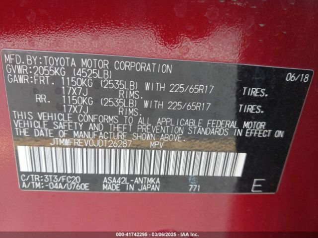 JTMWFREV0JD126287 Toyota Rav4 Adventure/xle