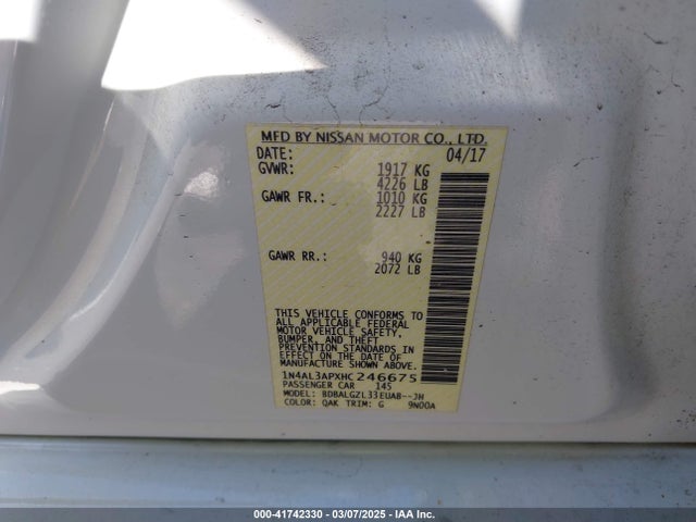 1N4AL3APXHC246675 Nissan Altima 2.5 S