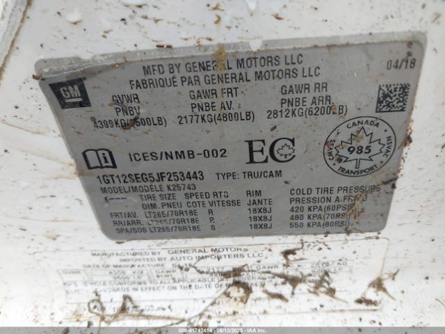 1GT12SEG5JF253443 GMC Sierra 2500hd Sle