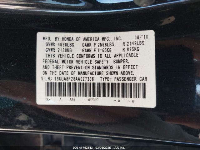 2010 ACURA TL 19UUA8F28AA027336 Photo 8