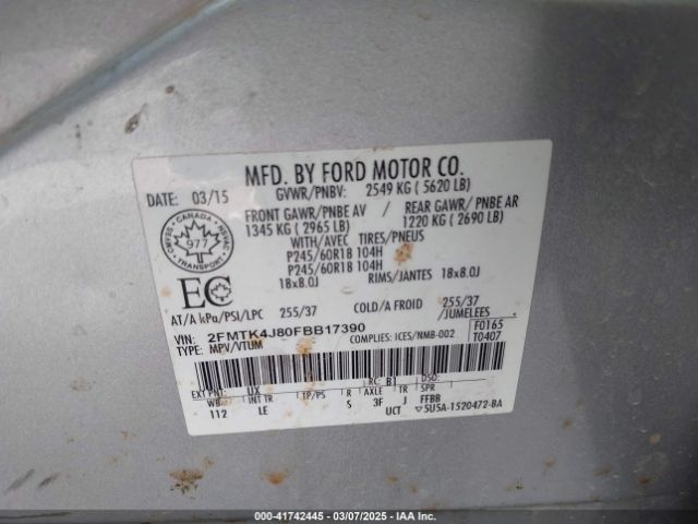 2FMTK4J80FBB17390 Ford EDGE SEL