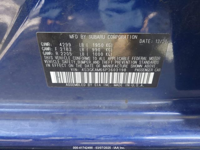 4S3GKAM66P3603198 Subaru Impreza Sport