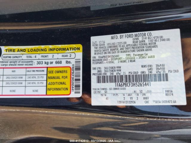 1FA6P8CF3H5265441 Ford Mustang Gt Premium