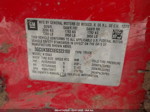 3GCUKSEC6EG323160 Chevrolet l83 - vvt, afm (active fuel management), aluminum