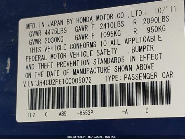 2012 ACURA TSX JH4CU2F61CC005072 Photo 8