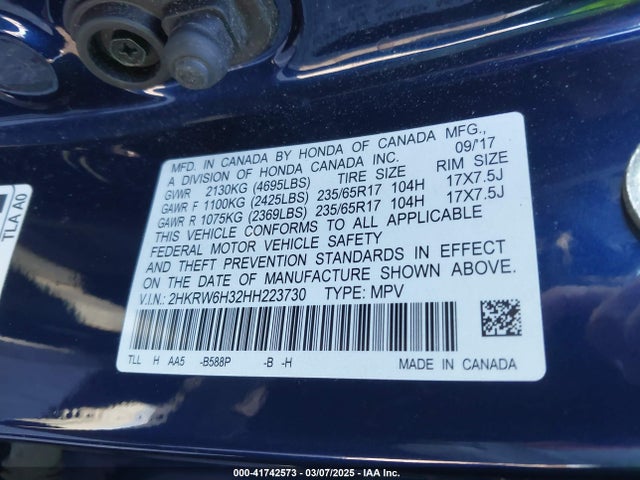 2HKRW6H32HH223730 Honda CR-V LX