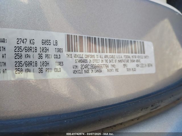 2C4RC1BG6HR667784 Chrysler Pacifica Touring-l