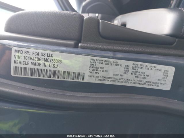 1C4RJEBG1MC783023 Jeep Grand Cherokee Limited 4x2