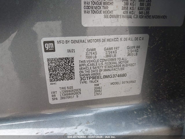3GTP9EEL0MG374680 GMC l87 - di dfm, alum, gen 5
