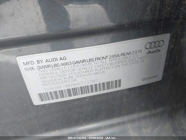 2006 AUDI A4 WAUAF78E06A117797 Photo 8