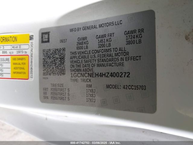 1GCNCNEH4HZ400272 Chevrolet lv3 - gen 5, sidi, vvt: variable valve timing, e85 max, alum