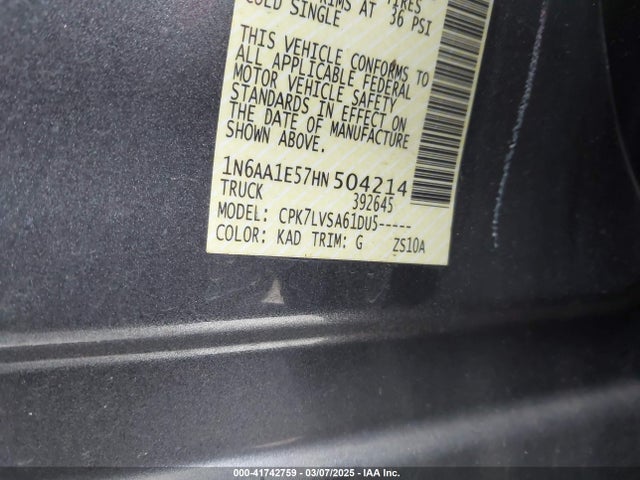 1N6AA1E57HN504214 Nissan Titan Sl