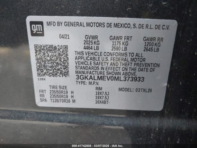 3GKALMEV0ML373933 GMC Terrain Fwd Sle