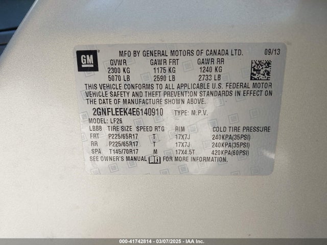 2GNFLEEK4E6140910 Chevrolet EQUINOX LS