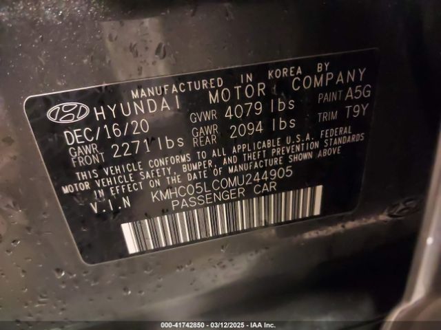 KMHC05LC0MU244905 Hyundai Ioniq Hybrid Limited