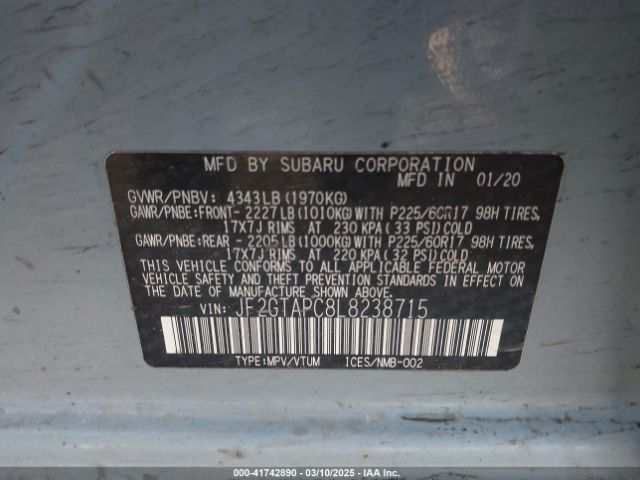 JF2GTAPC8L8238715 Subaru Crosstrek Premium