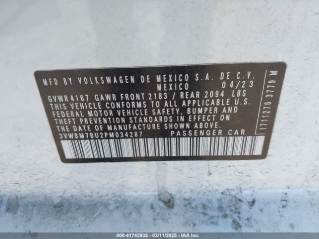 3VWBM7BU2PM034287 Volkswagen Jetta 1.5t Sport