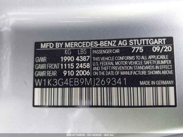 2021 MERCEDES-BENZ A 220 W1K3G4EB9MJ269341 Photo 8