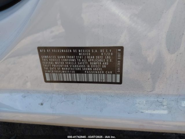 3VWCB7BU6LM025130 Volkswagen Jetta 1.4t R-line/1.4t S/1.4t Se