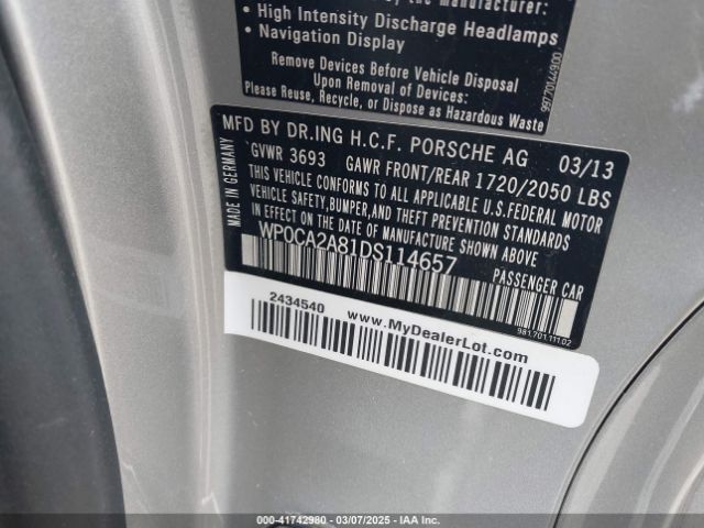 2013 PORSCHE BOXSTER WP0CA2A81DS114657 Photo 8