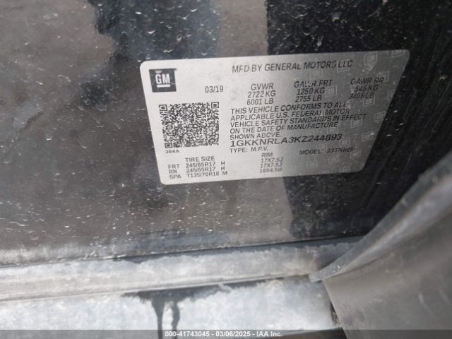 1GKKNRLA3KZ244893 GMC Acadia Sle-1