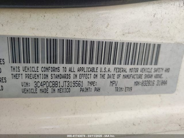 3C4PDCBB1JT319561 Dodge Journey Sxt