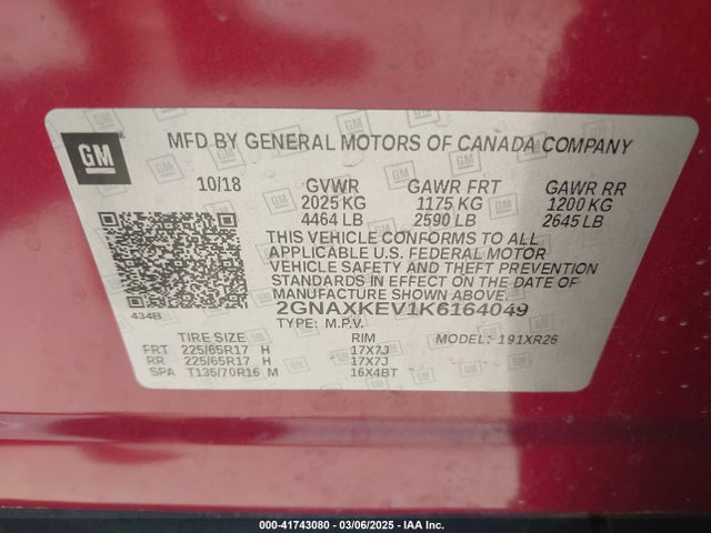 Chevrolet EQUINOX LT 2019 2GNAXKEV1K6164049 Image 9