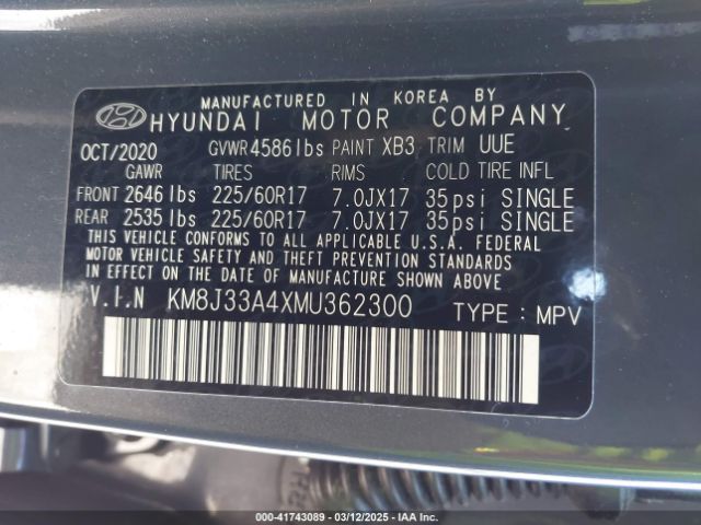 KM8J33A4XMU362300 Hyundai Tucson Value