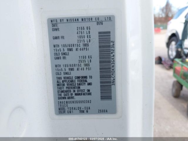 3N6CM0KN3GK692362 Nissan Nv200 S