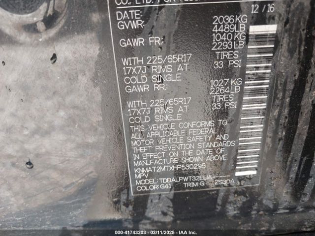 KNMAT2MTXHP530295 Nissan ROGUE S