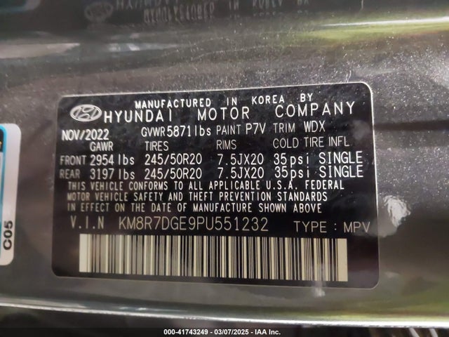 KM8R7DGE9PU551232 Hyundai Palisade Calligraphy