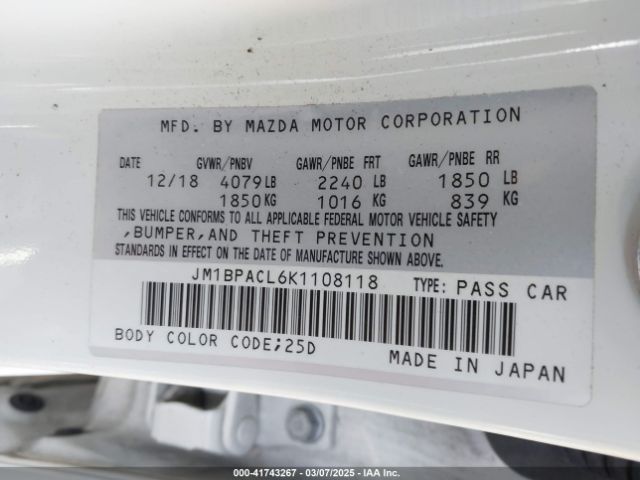 JM1BPACL6K1108118 Mazda Mazda3 Select Package
