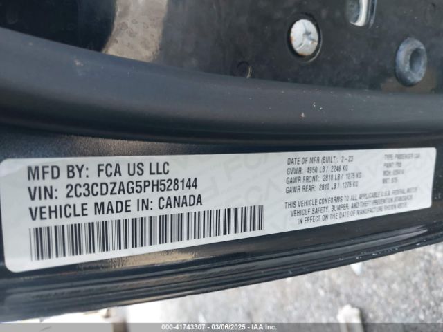 2C3CDZAG5PH528144 Dodge Challenger Sxt