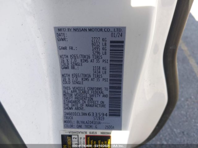 1N6ED1CL3RN633594 Nissan Frontier King Cab S 4x2