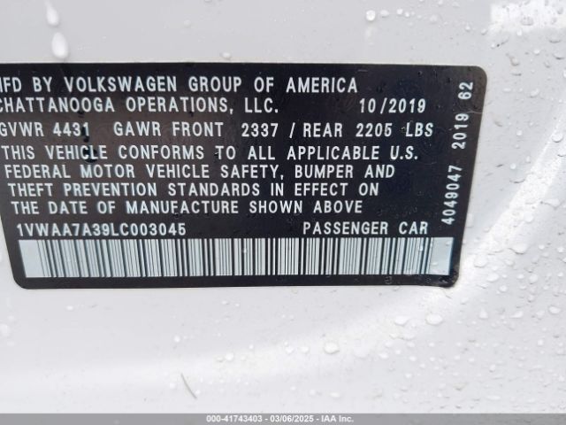1VWAA7A39LC003045 Volkswagen Passat 2.0t S