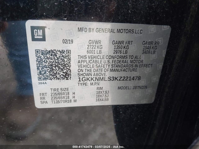 1GKKNMLS3KZ221478 GMC Acadia Slt-1