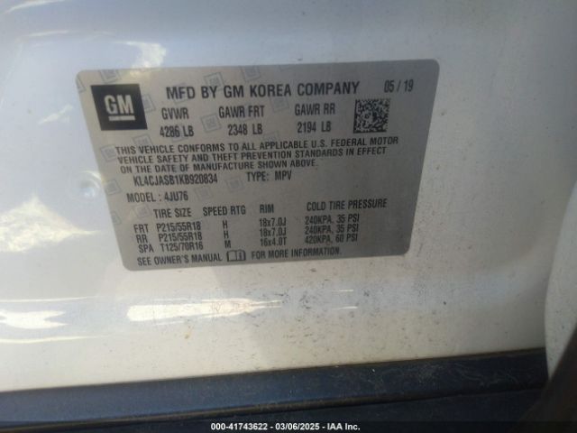 KL4CJASB1KB920834 Buick Encore Fwd Preferred