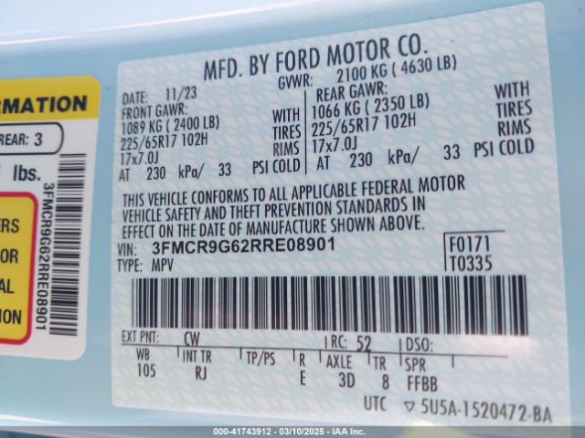 3FMCR9G62RRE08901 Ford Bronco Sport Heritage