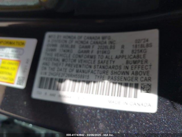 Honda Civic Lx 2024 2HGFE2F26RH558915 Image 9