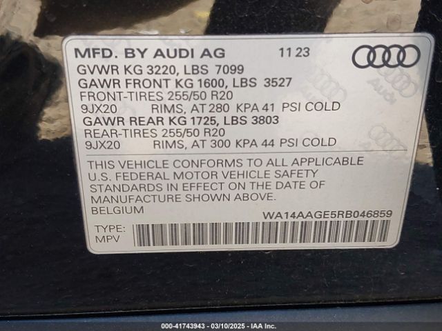 WA14AAGE5RB046859 Audi Q8 E-tron Premium Quattro